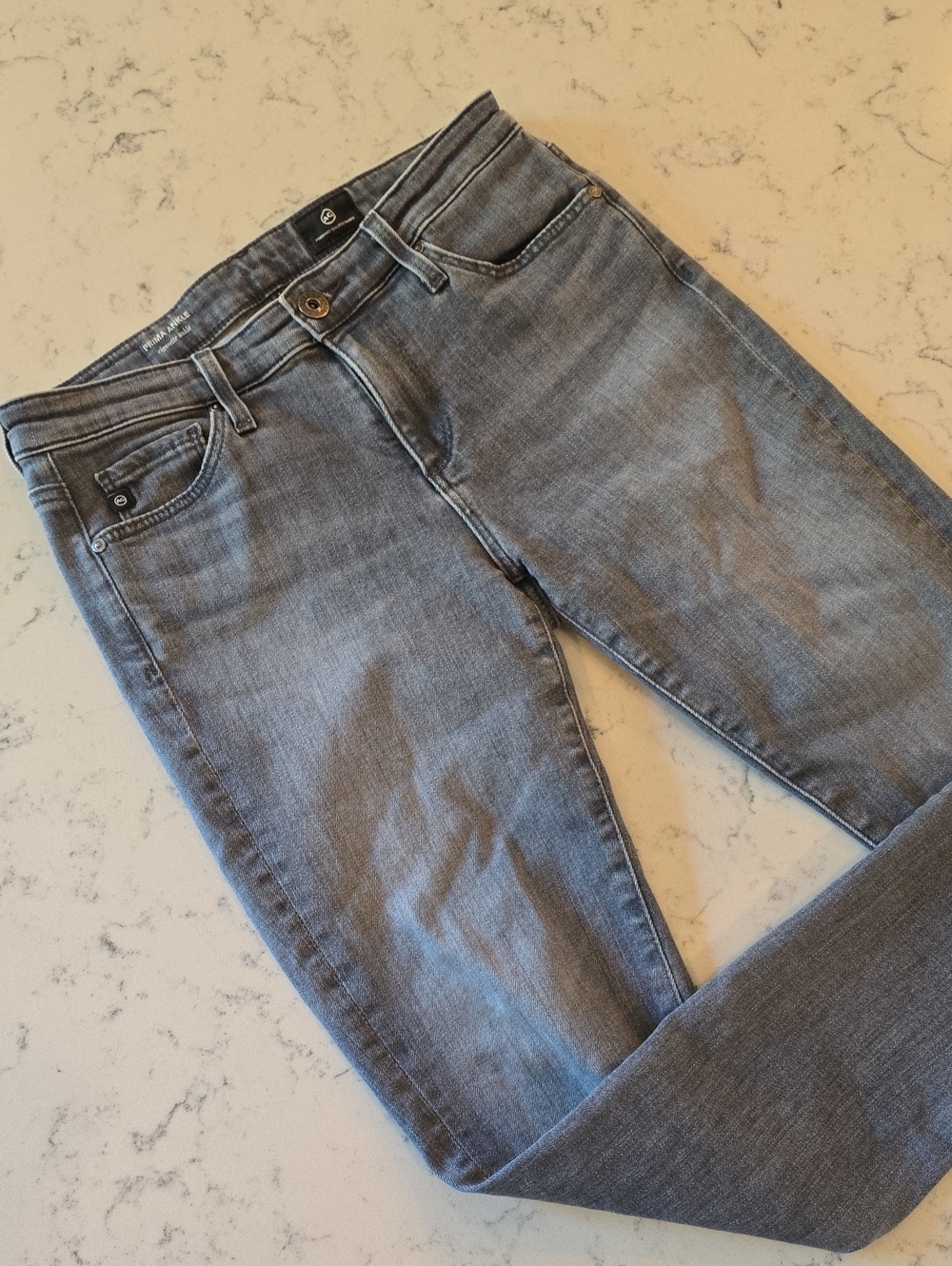 AG Women's Prima Ankle Cigarette Jeans in Grey Size 25R